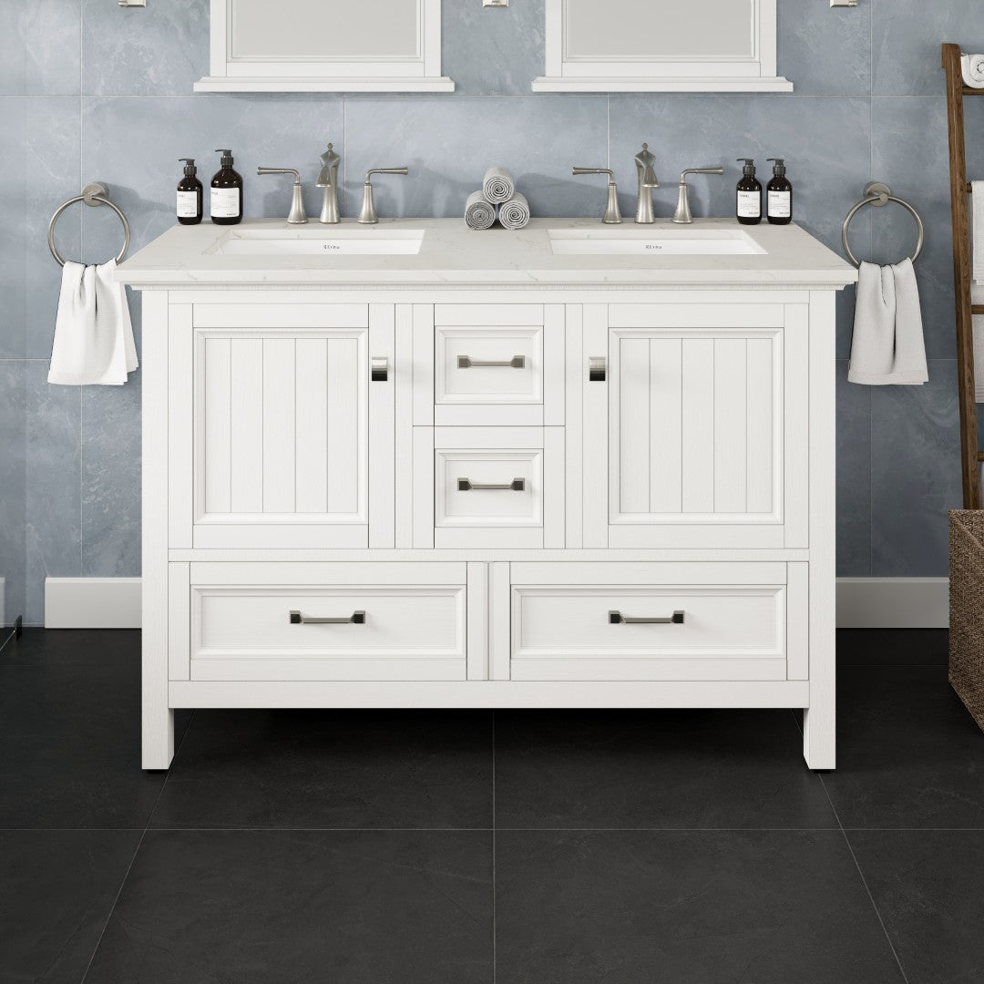 Eviva Britney Bath Vanity with Carrara Quartz Top and Undermount Porcelain Sink (24"-72")