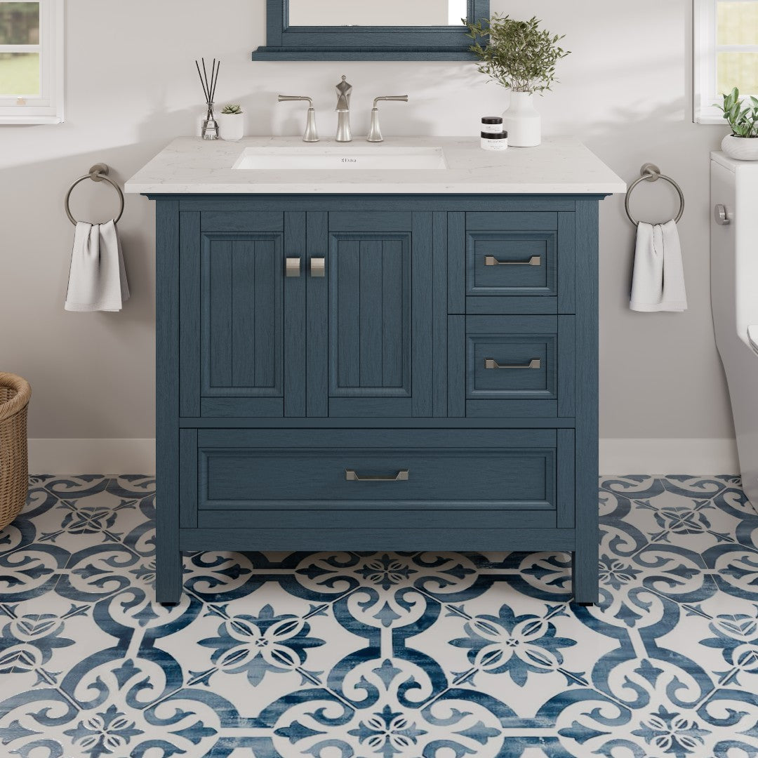 Eviva Britney Bath Vanity with Carrara Quartz Top and Undermount Porcelain Sink (24"-72")