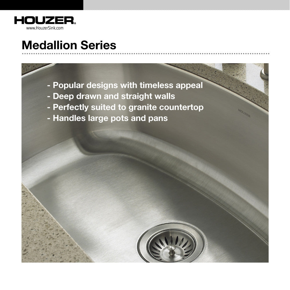 Houzer Medallion 40 inch Stainless Steel Undermount Triple Bowl Kitchen Sinks - MGT-4120