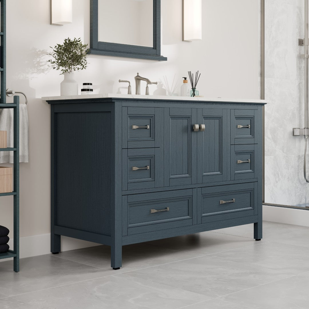 Eviva Britney Bath Vanity with Carrara Quartz Top and Undermount Porcelain Sink (24"-72")