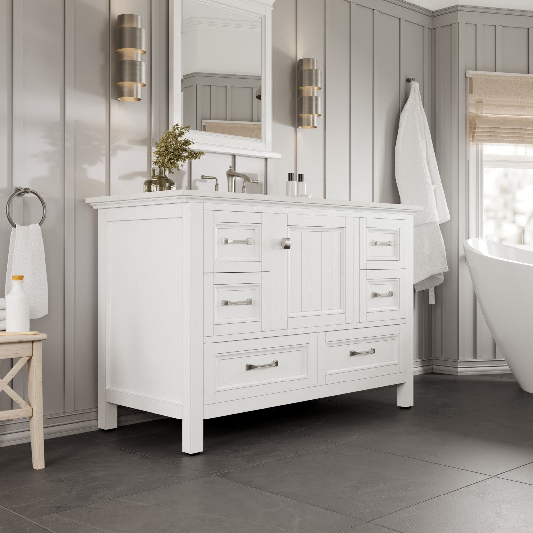 Eviva Britney Bath Vanity with Carrara Quartz Top and Undermount Porcelain Sink (24"-72")