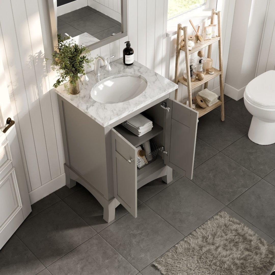 Eviva New York Bath Vanity with Carrara Marble Top and Undermount Porcelain Sink (24"-36")