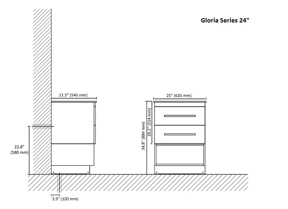 Dawn Gloria 24" Vanity Set AAGL-2403B