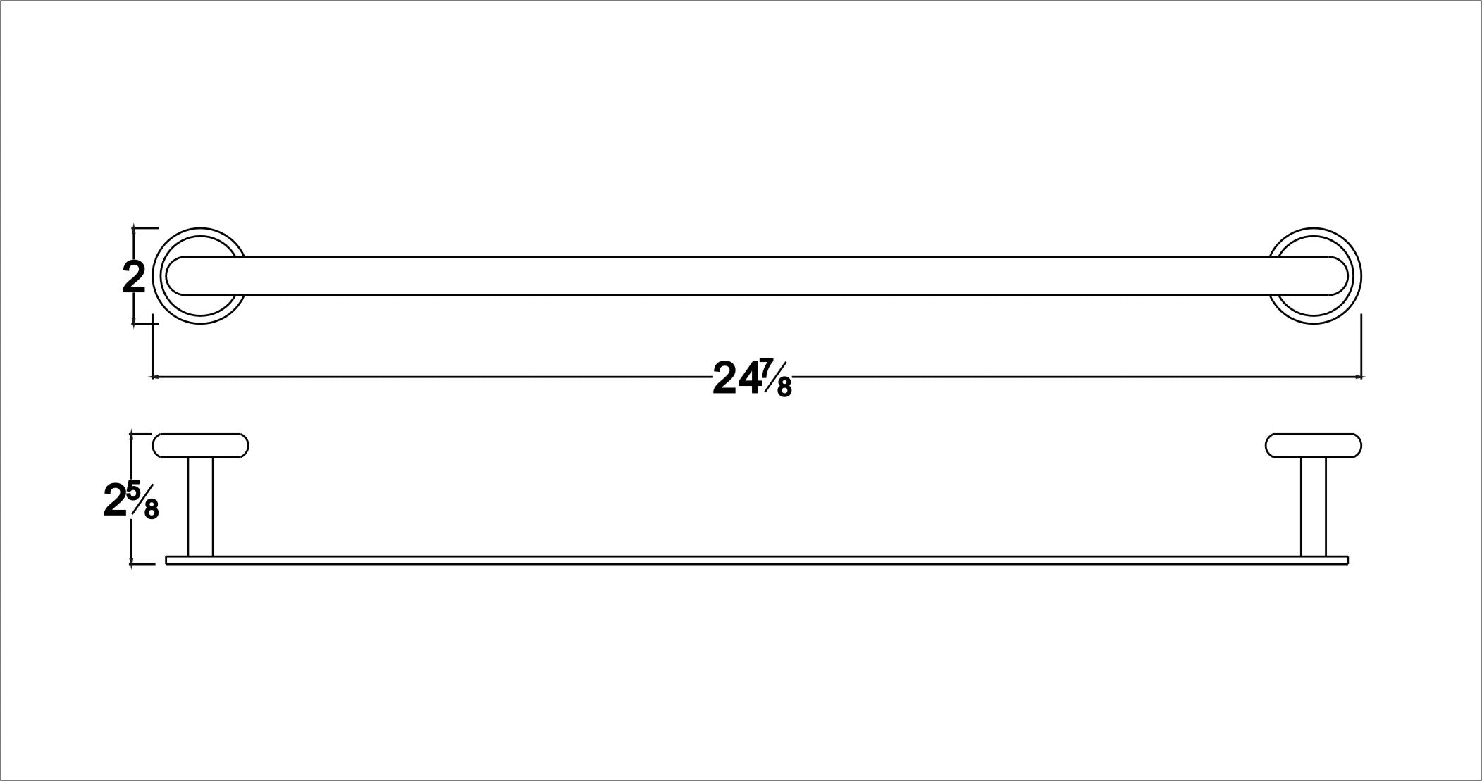 Dawn Solid brass towel rail, chrome: 24-7/8"Lx2-5/8"Dx2"H 98014008