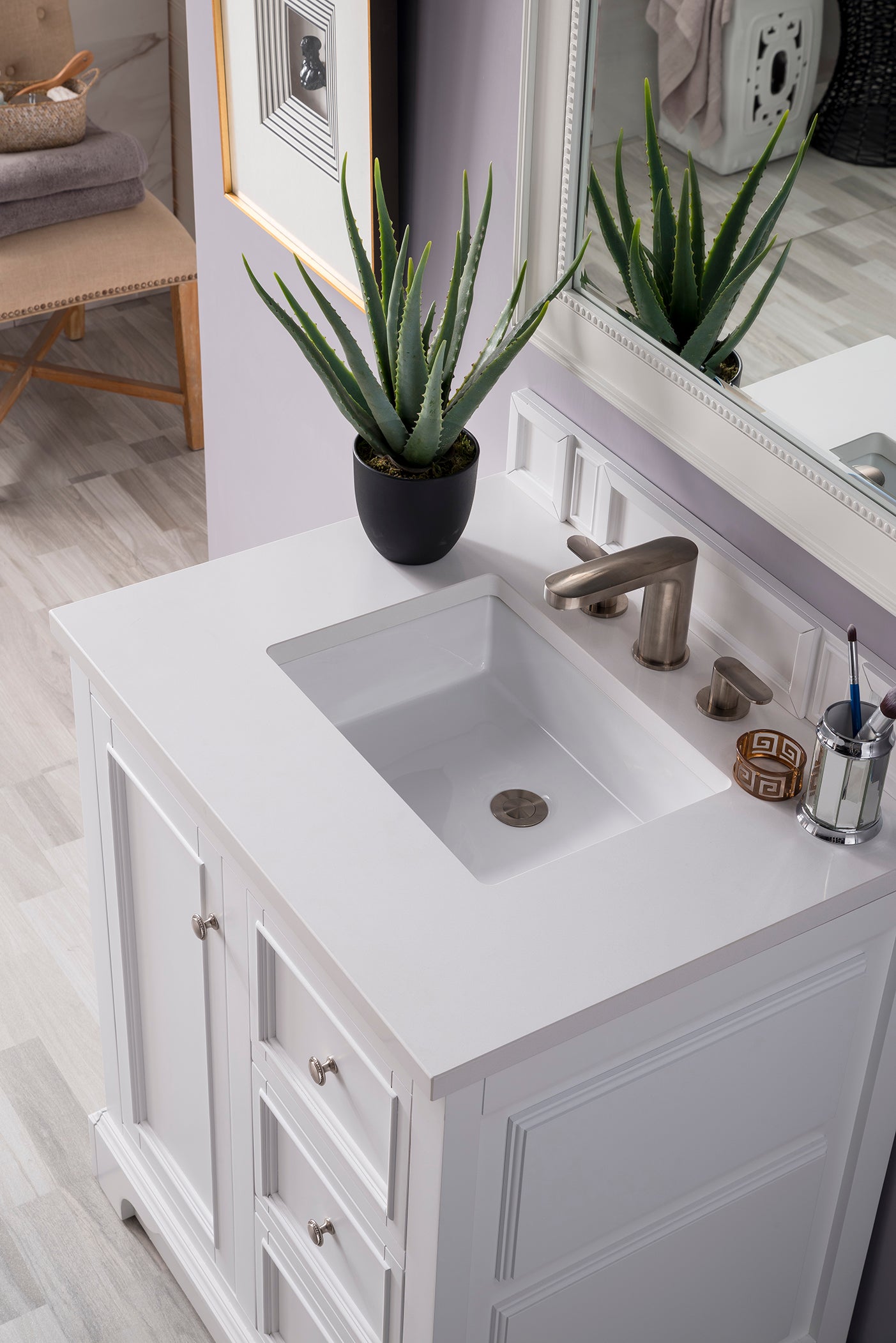 James Martin De Soto 30" Single Vanity in Bright White with 3cm Countertop