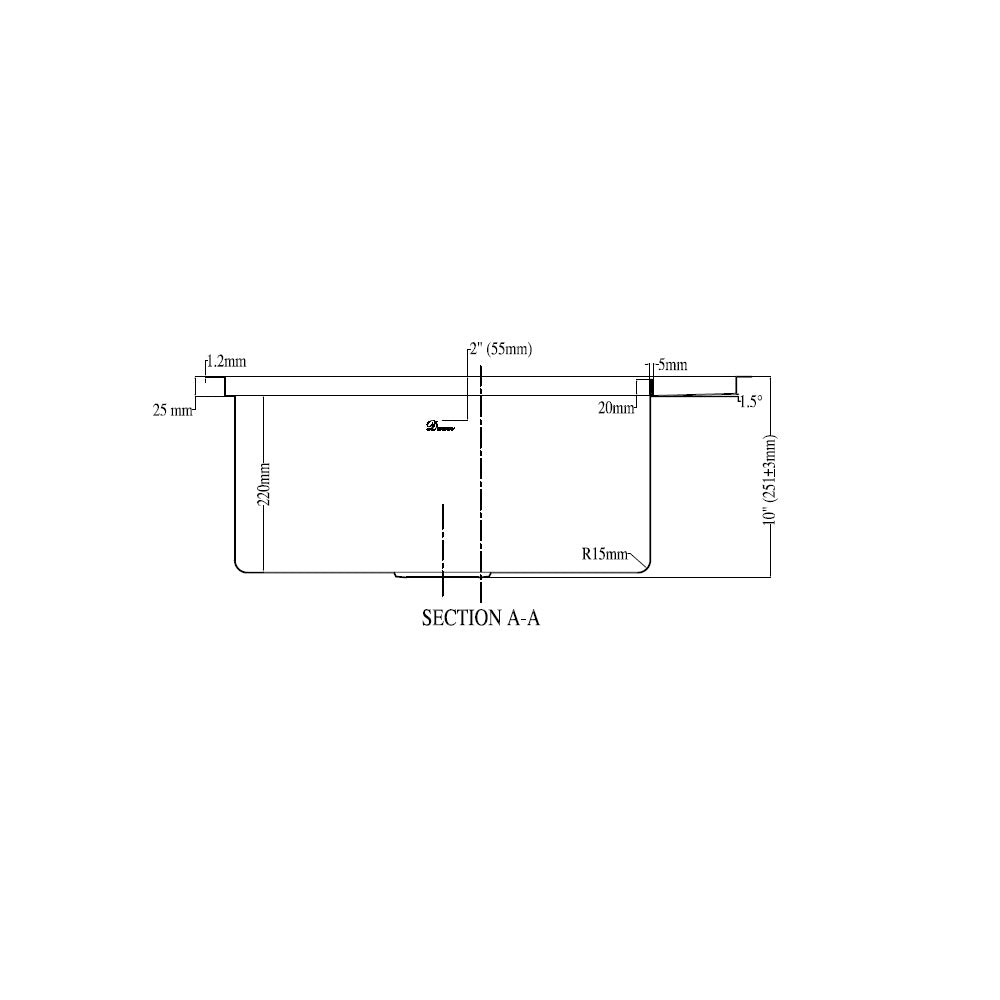 Dawn Undermount Small Corner Radius Single Bowl  Kitchen Sink SRF251710