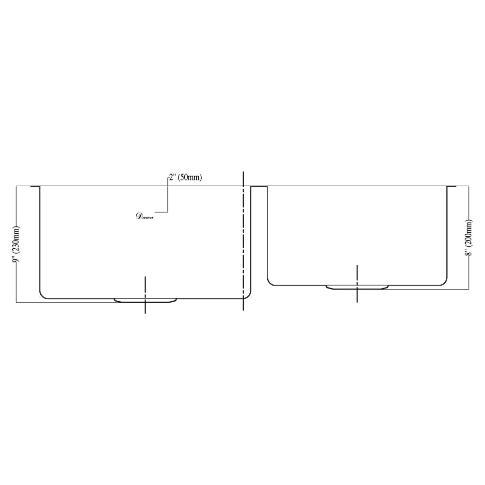 Dawn Undermount Small Radius Double Bowl  Kitchen Sink SRU301616