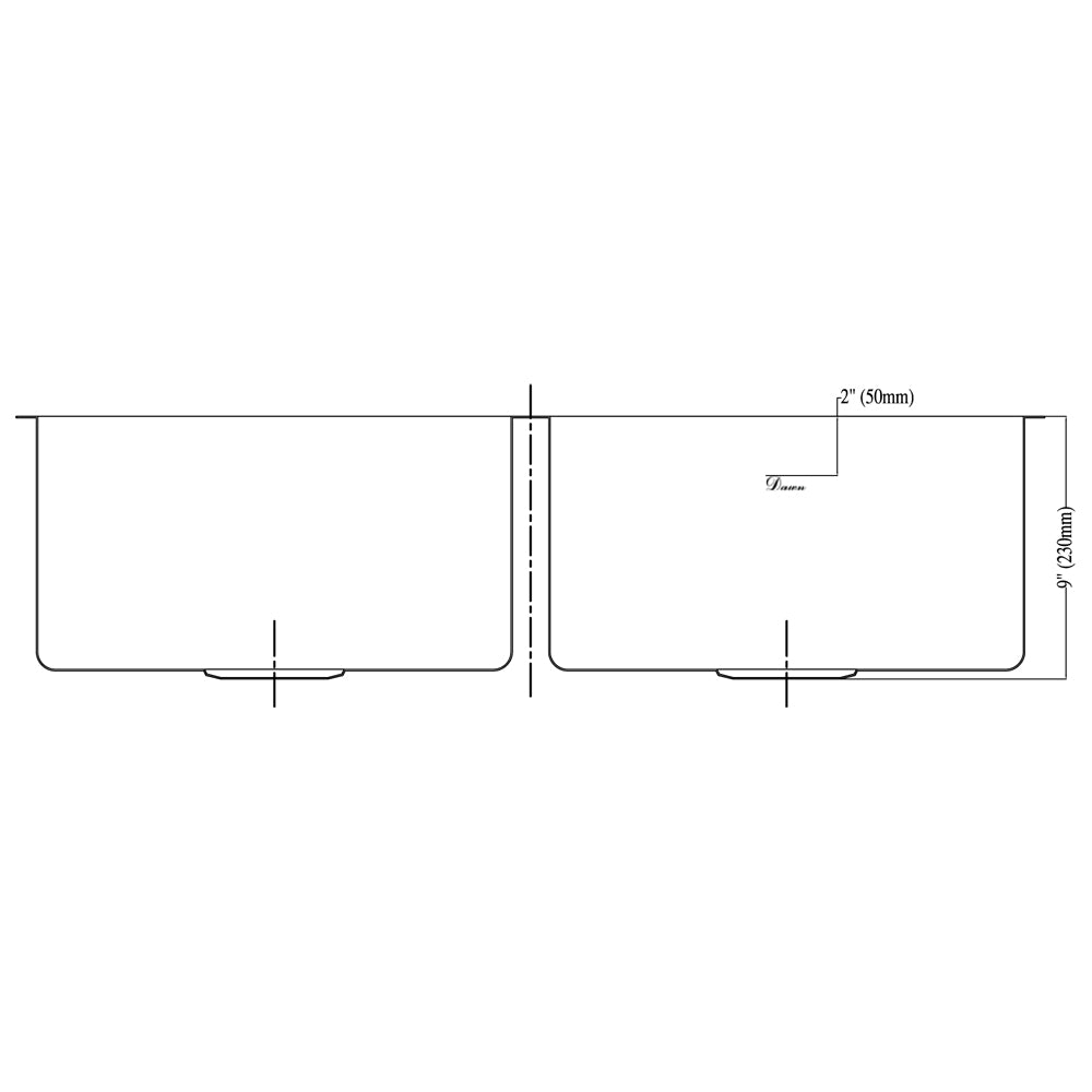 Dawn Undermount Small Radius Equal Double Bowl  Kitchen Sink SRU331616-N
