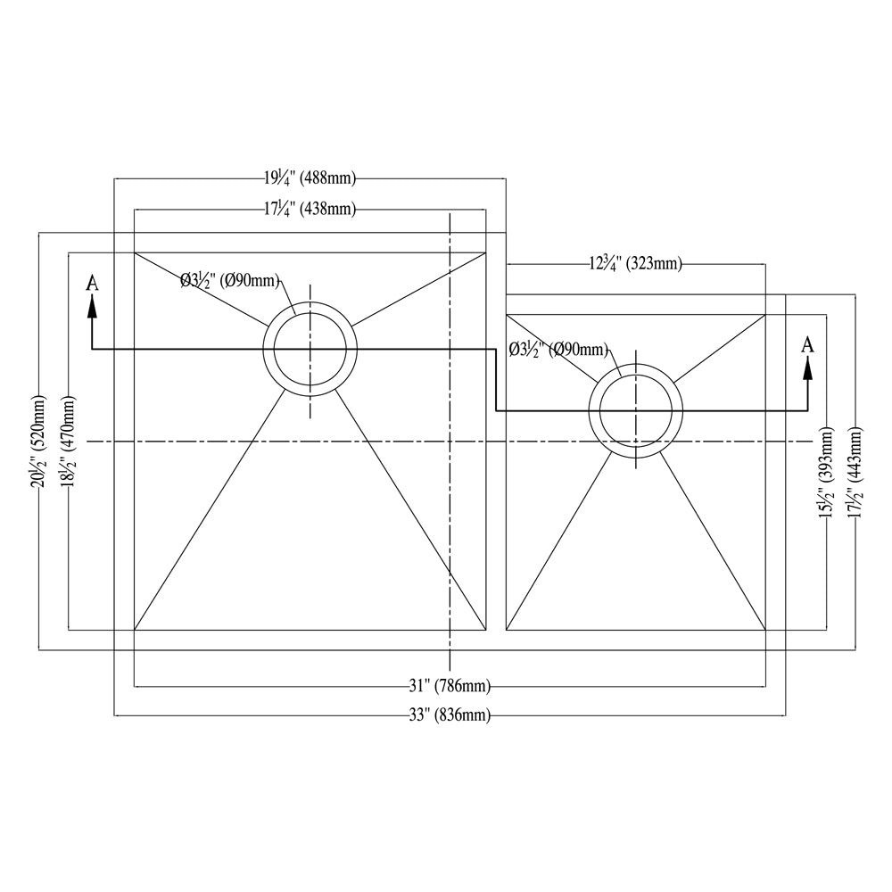 Dawn Undermount Kitchen Sink DSQ311815