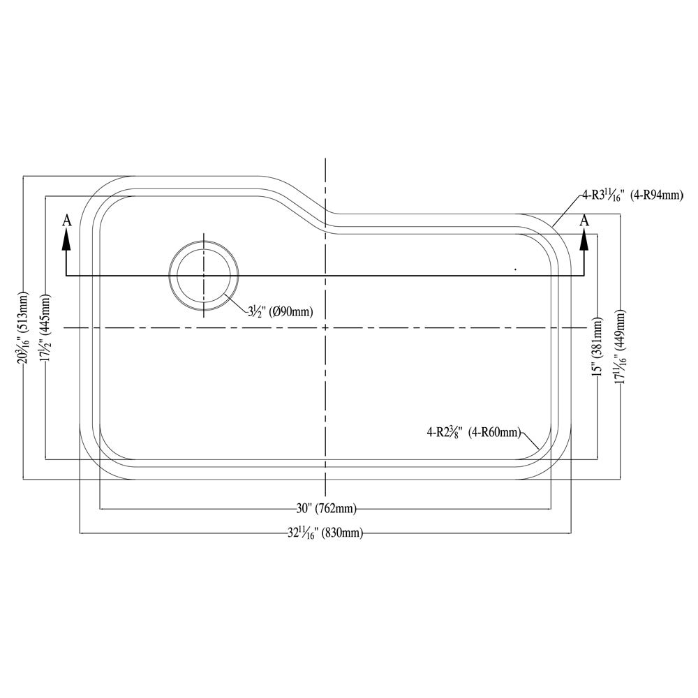 Dawn Undermount Single Bowl  Kitchen Sink DSU3118