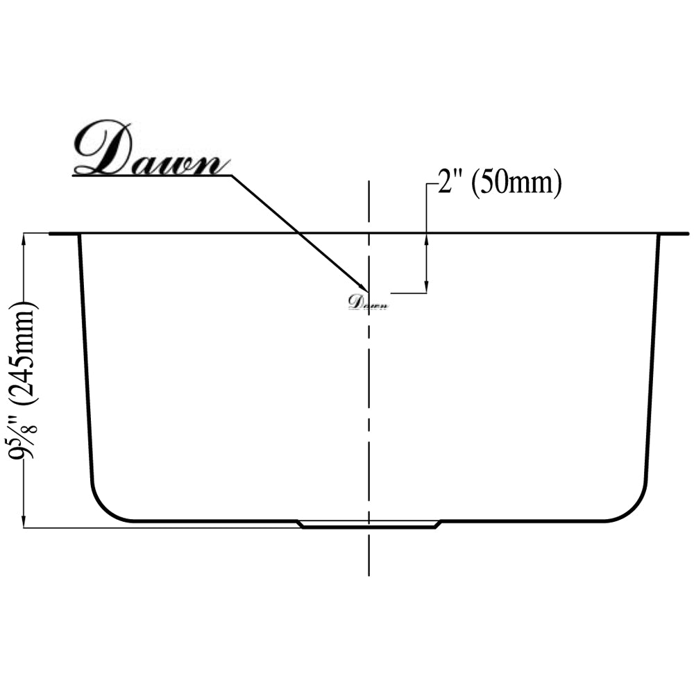 Dawn Undermount Single Bowl, 18G: 20-7/8"L x 16-7/8"W x 9-5/8"D (outside)