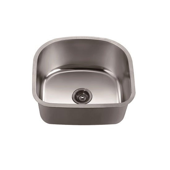 Dawn Undermount Single Bowl, 18G: 22"L x 20"W x 10"D (outside)