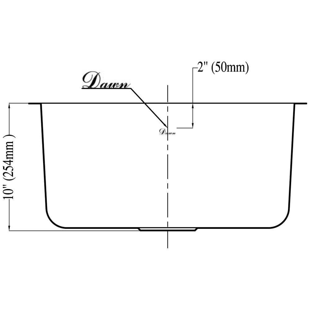 Dawn Undermount Single Bowl, 18G: 22"L x 20"W x 10"D (outside)