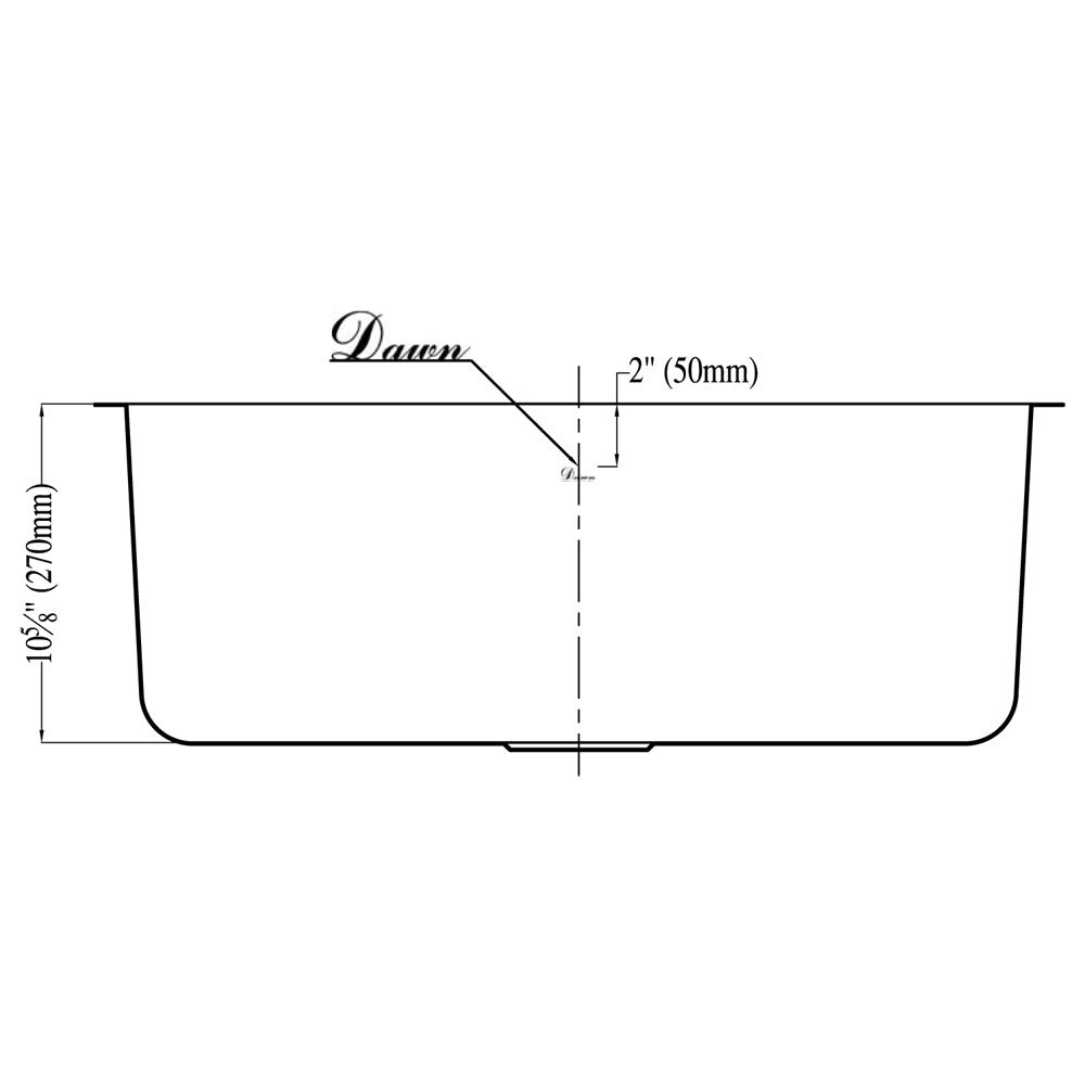 Dawn Undermount Single Bowl, 18G: 30-3/8"L x 18-1/2"W x 10-5/8"D (outside)