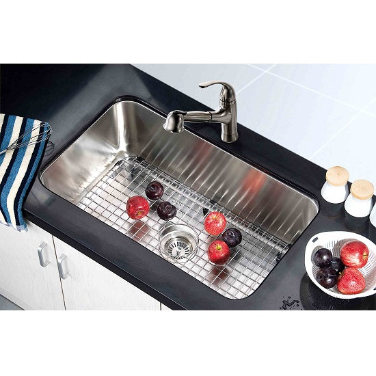 Dawn Undermount Single Bowl, 18G: 30-3/8"L x 18-1/2"W x 10-5/8"D (outside)