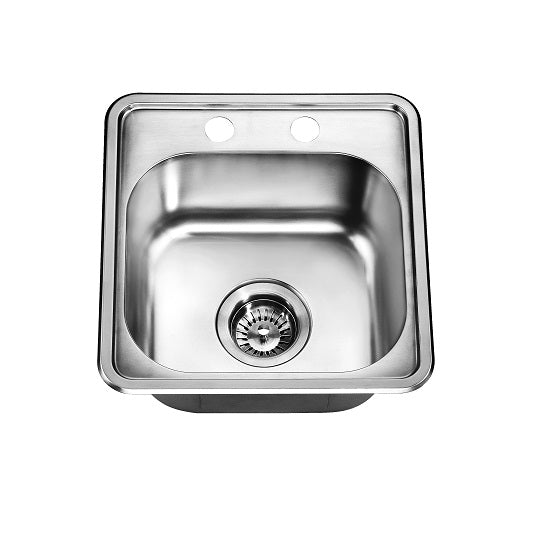 Dawn Top Mount Bar Sink, 20G: 14-7/8"L x 15-1/4"W x 7-3/8"D (outside)