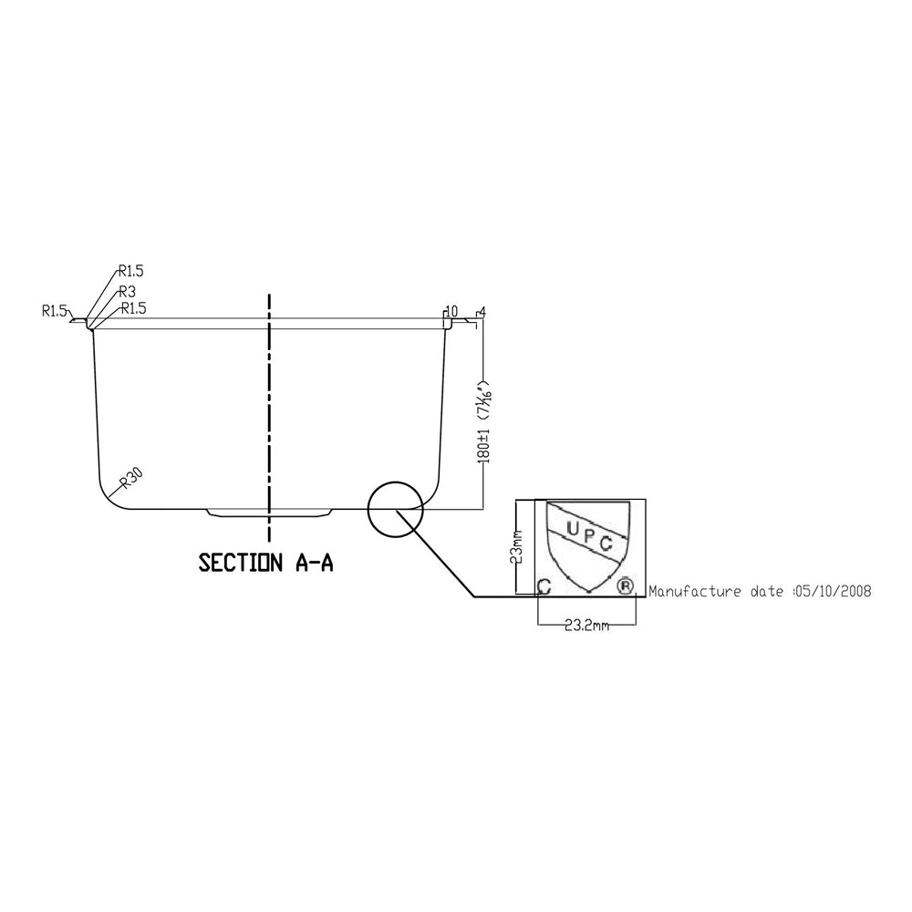 Dawn Top Mount Bar Sink, 20G: 14-7/8"L x 15-1/4"W x 7-3/8"D (outside)