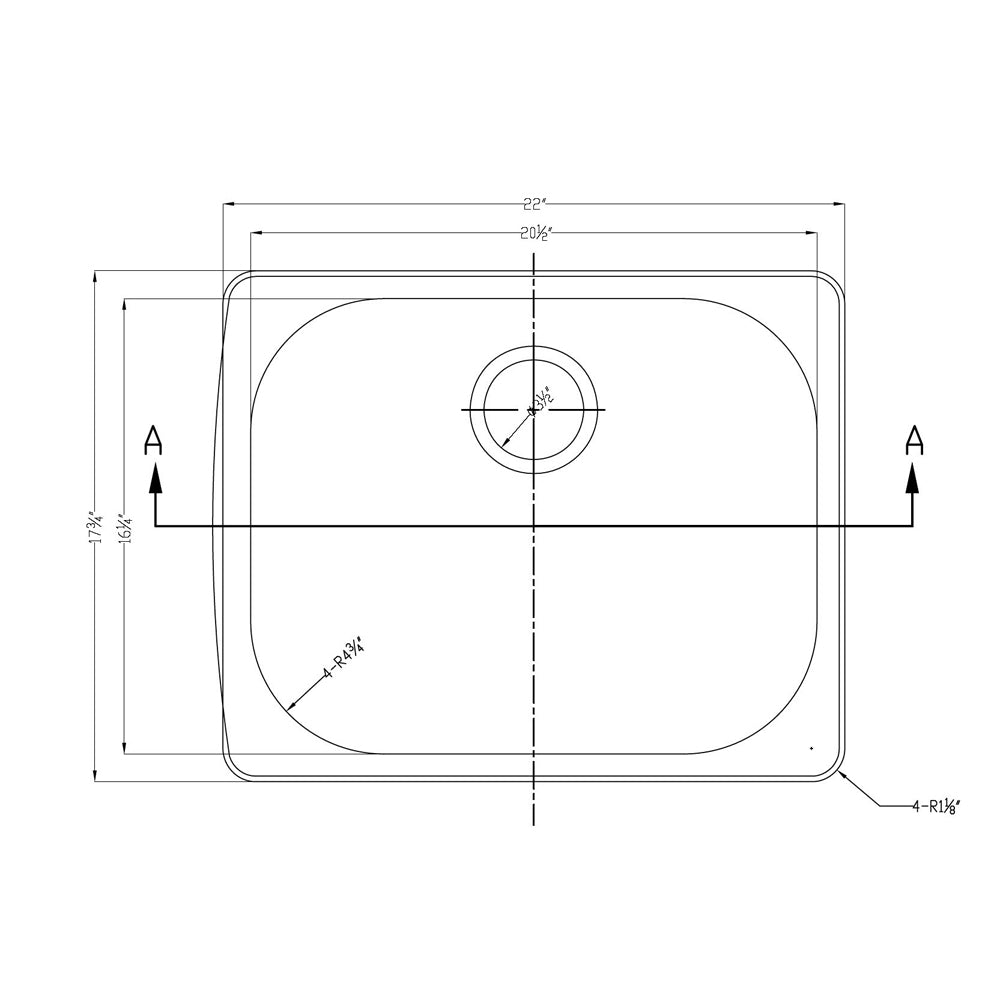 Dawn Top Mount Bar Sink, 20G: 22"L x 17-3/4"W x 8"D (outside)