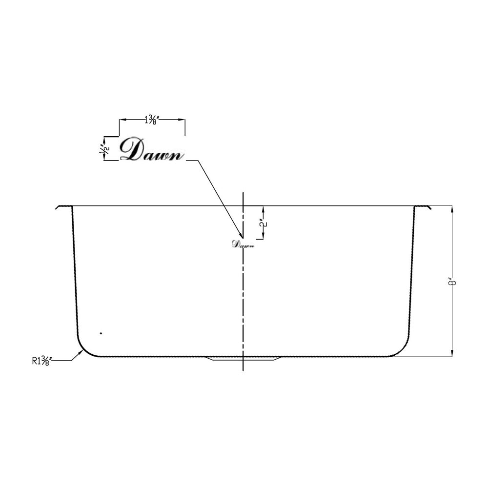 Dawn Top Mount Bar Sink, 20G: 22"L x 17-3/4"W x 8"D (outside)