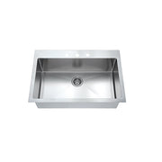 Dawn Top Mount Single Bowl, 18G: 33"L x 22"W x 10-1/2"D