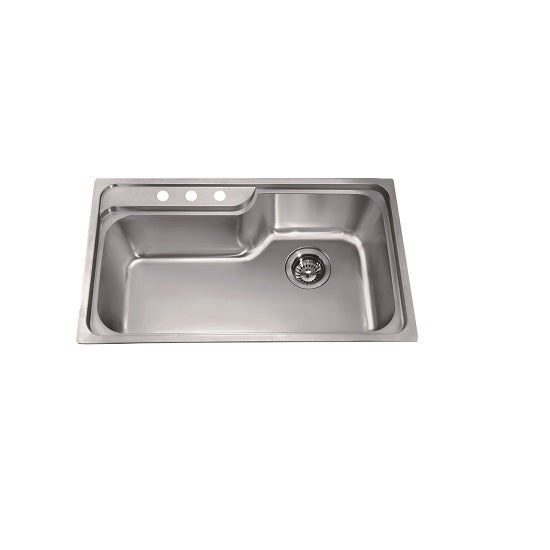 Dawn Top Mount Single Bowl, 20G: 34-1/2"L x 19-7/8"W x 9-1/2"D (outside)