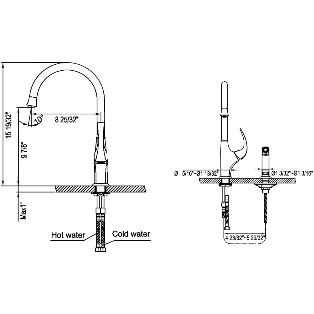 Dawn Single-lever kitchen faucet with side-spray AB04 3276B