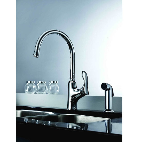 Dawn Single-lever kitchen faucet with side-spray, Chrome