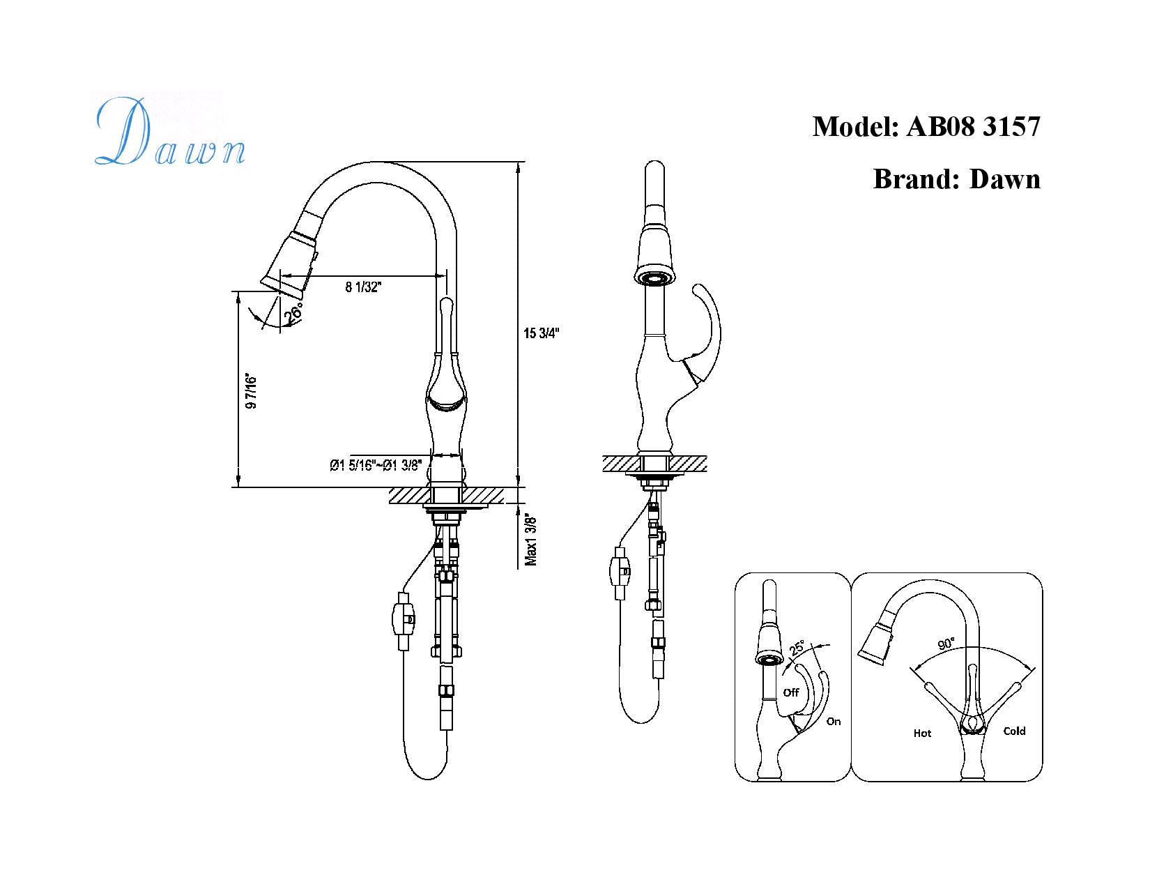Dawn Single-lever pull-out kitchen faucet AB08 3157