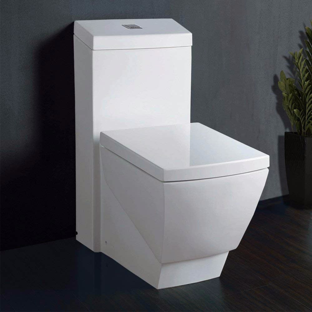 WOODBRIDGE Modern Square Design One Piece Dual Flush 1.28 GP Toilet,Chair Height with Soft Closing Seat, T0020