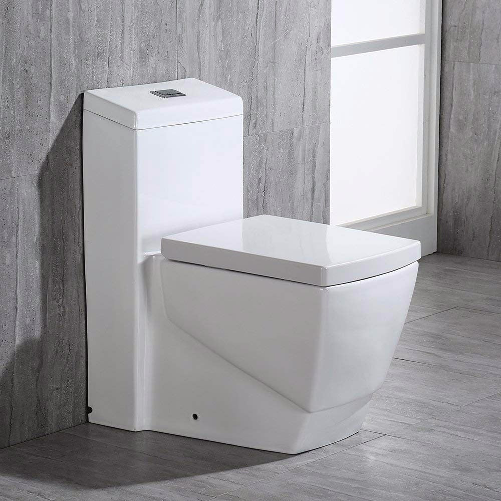 WOODBRIDGE Modern Square Design One Piece Dual Flush 1.28 GP Toilet,Chair Height with Soft Closing Seat, T0020