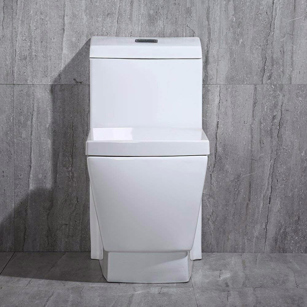 WOODBRIDGE Modern Square Design One Piece Dual Flush 1.28 GP Toilet,Chair Height with Soft Closing Seat, T0020
