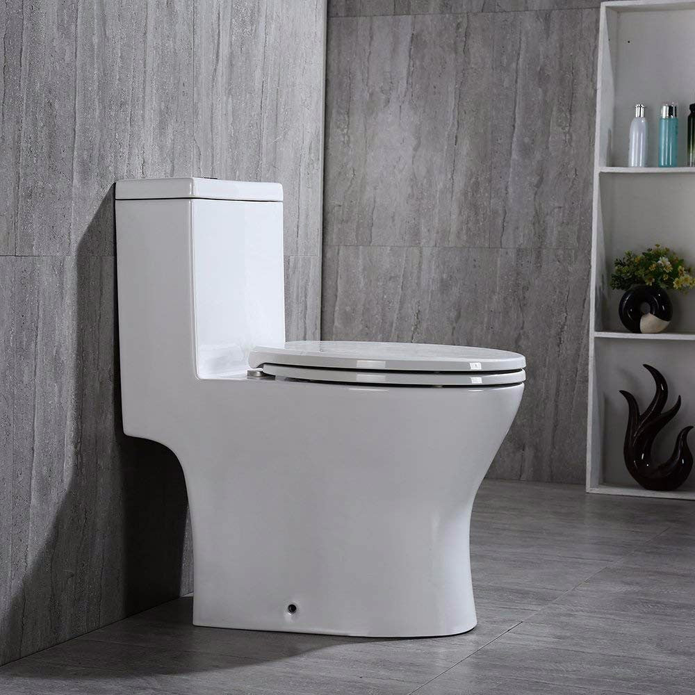WOODBRIDGE T-0031 Short Compact Tiny One Piece Toilet with Soft Closing Seat, Small Toilet
