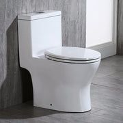 WOODBRIDGE T-0031 Short Compact Tiny One Piece Toilet with Soft Closing Seat, Small Toilet