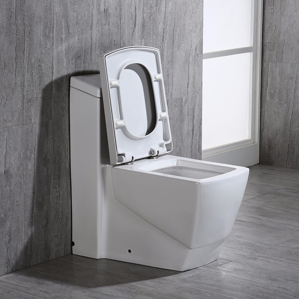 WOODBRIDGE Modern Square Design One Piece Dual Flush 1.28 GP Toilet,Chair Height with Soft Closing Seat, T0020
