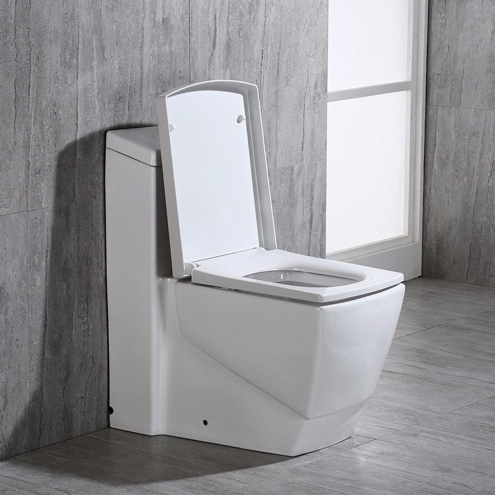 WOODBRIDGE Modern Square Design One Piece Dual Flush 1.28 GP Toilet,Chair Height with Soft Closing Seat, T0020