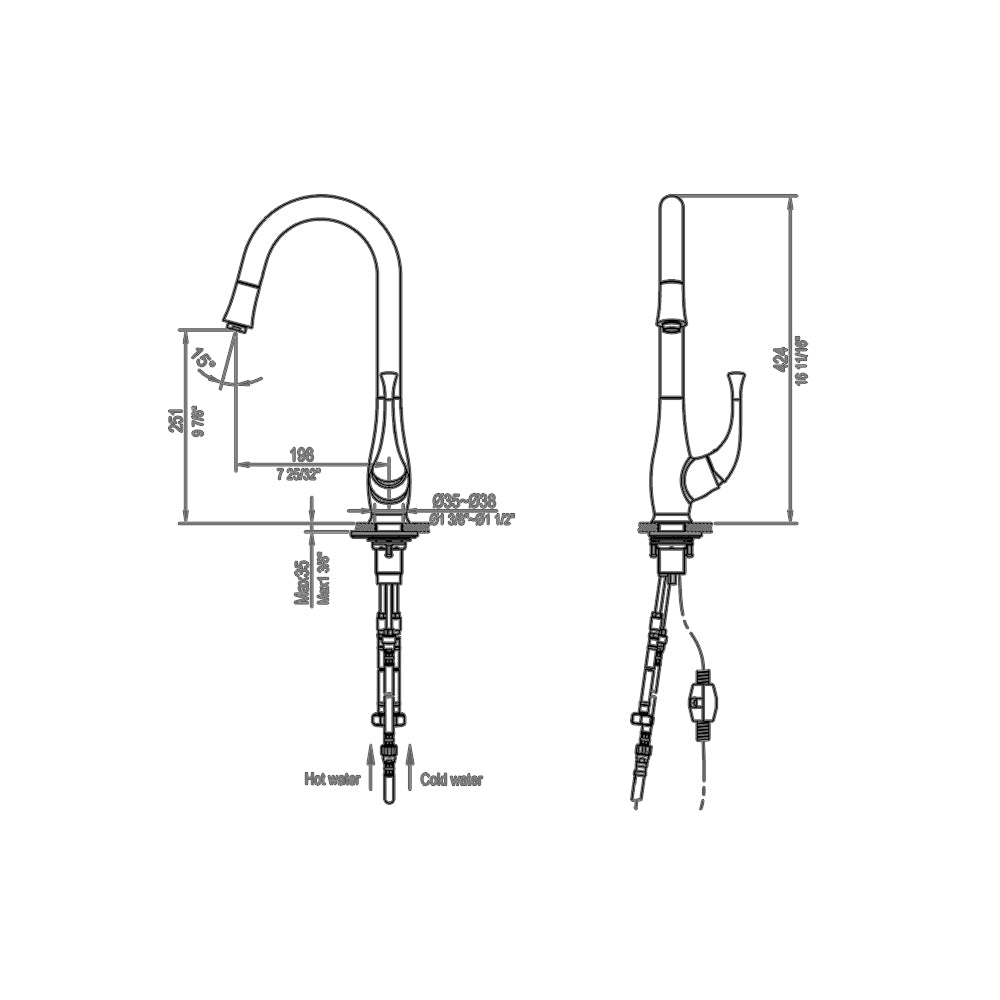 Dawn Pull-Out Kitchen Faucet AB50 3084