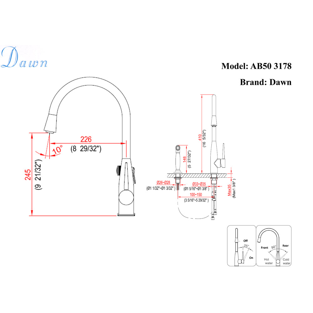 Dawn Single-Lever Kitchen Faucet with Side Spray