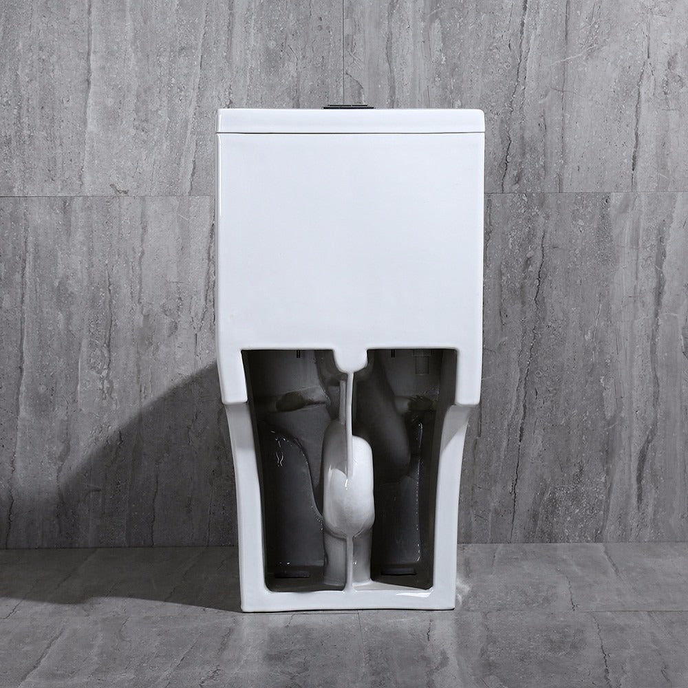 WOODBRIDGE One Piece Short Compact Bathroom Tiny Mini Commode Water Closet Dual Flush Concealed Trapway, T0031