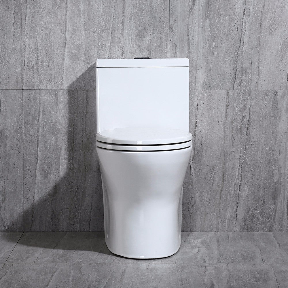 WOODBRIDGE T-0031 Short Compact Tiny One Piece Toilet with Soft Closing Seat, Small Toilet