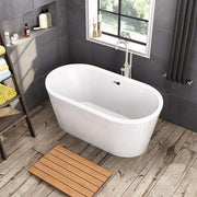 WOODBRIDGE 59" Acrylic Freestanding Bathtub Contemporary Soaking Tub with with Drain & Overflow, B0012