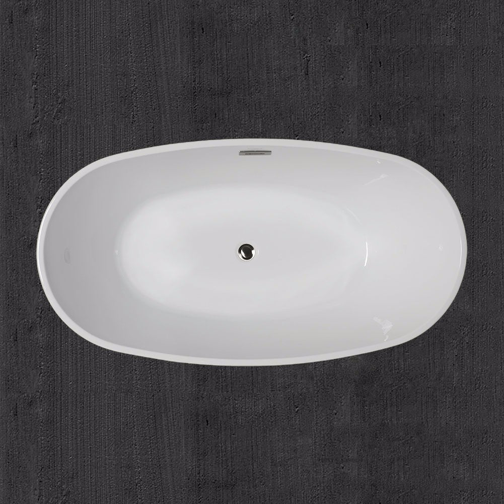 WOODBRIDGE 59" Freestanding Acrylic Soaking Tub with Drain & Overflow – B0018