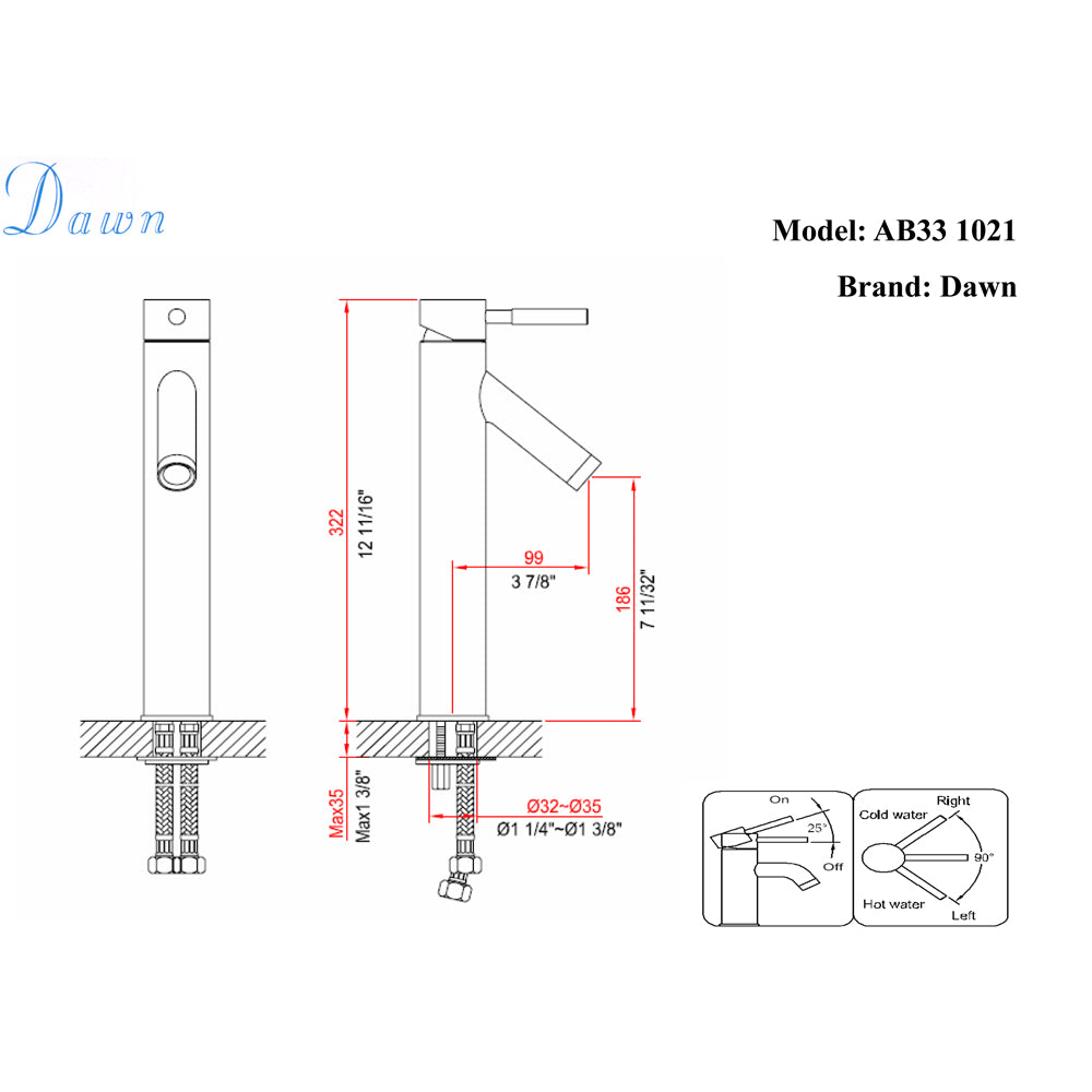 Dawn Single-Lever Tall Lavatory Faucet AB33 1021