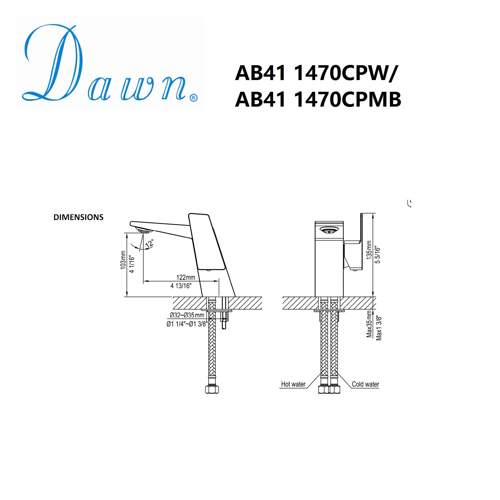 Dawn Single-lever Lavatory Faucet AB41 1470