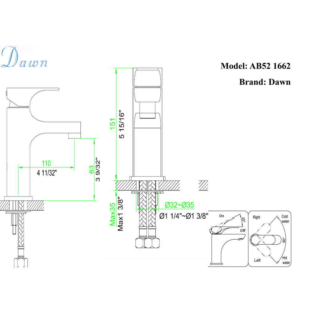 Dawn Single-Lever Lavatory Faucet AB52 1662