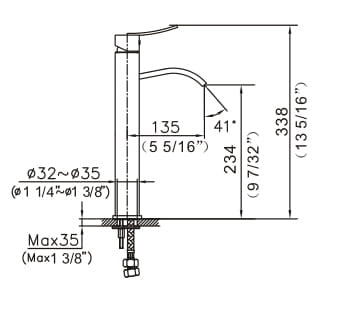 Dawn Single-Lever Square Lavatory Faucet, Sheetflow Spout AB78 1158
