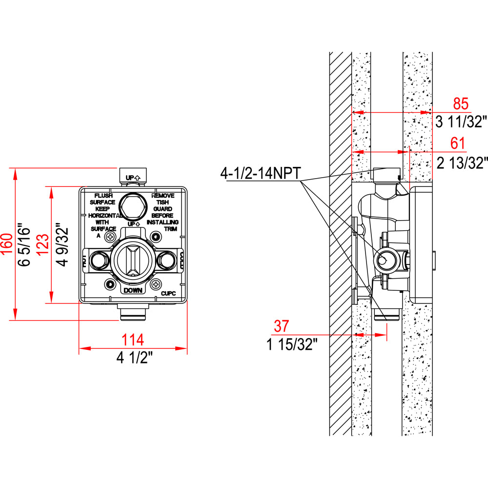 Dawn Pressure Balancing Diverter Valve (Shower & Bath) D1267300