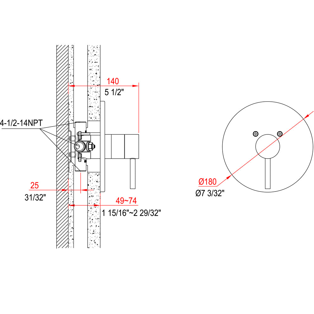 Dawn Pressure Balancing Shower Valve Trim, Lever Handle D2222201