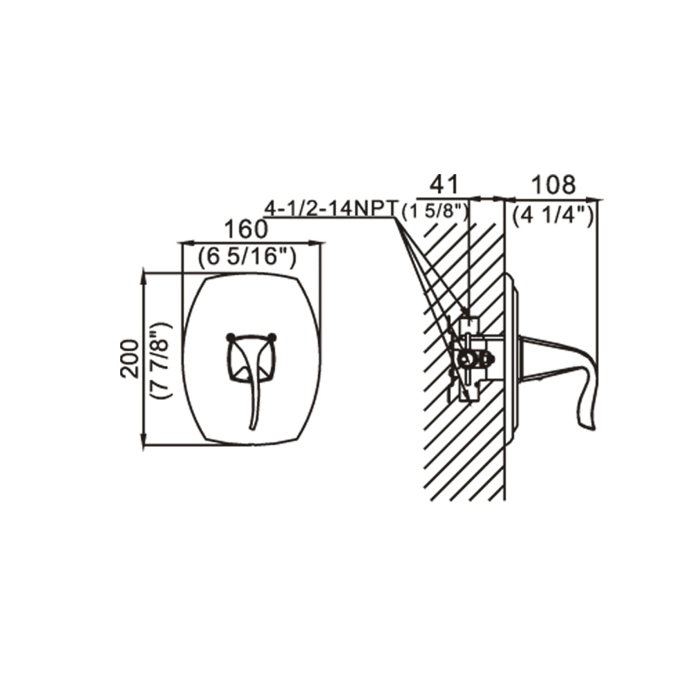 Dawn Shower valve trim with lever handle for pressure-balancing valve (requires valve) D2230301