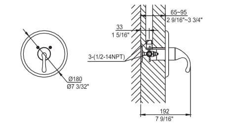 Dawn Shower valve trim with lever handle for pressure-balancing valve (requires valve) D2230701BN