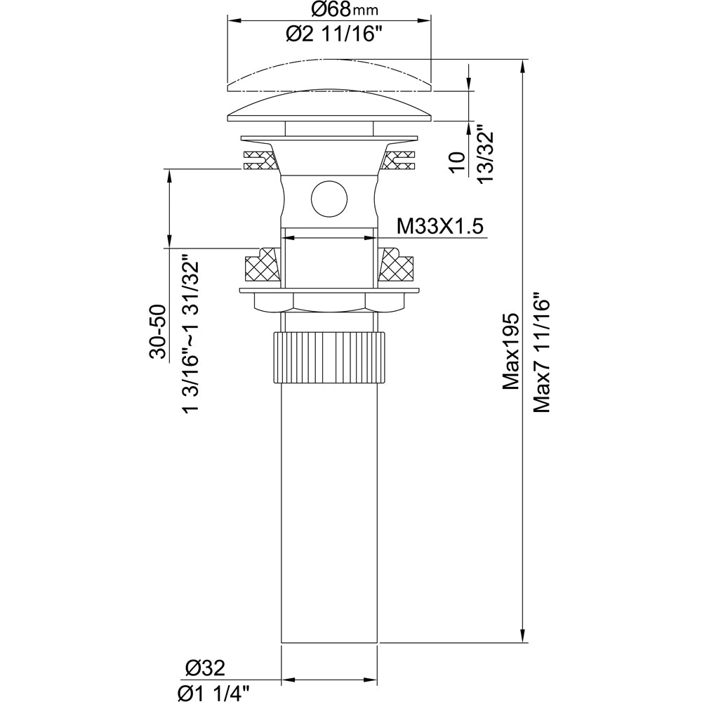 Dawn Standard Pop Up Drain for AB77 1584BN